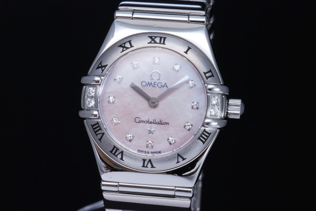 ワンオーナーオメガ　OMEGA  腕時計 レディース コンステレーションミニ ピンクシェル