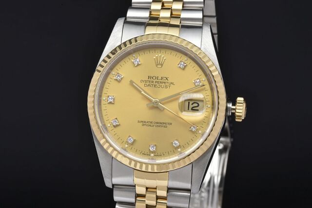 ロレックス ROLEX 16233G X番(1991年頃製造) シャンパン /ダイヤモンド メンズ 腕時計