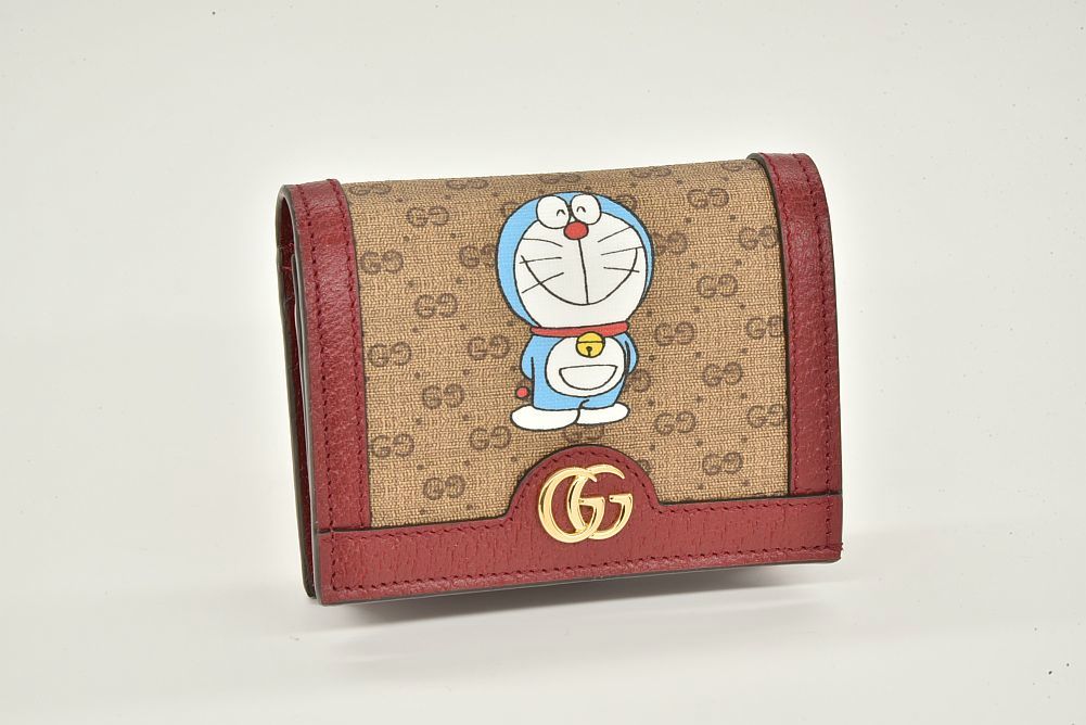 グッチ DORAEMONxGUCCI ドラえもん ミニGGスプリーム カードケース ウォレット 二つ折り財布 647788【新品同様】