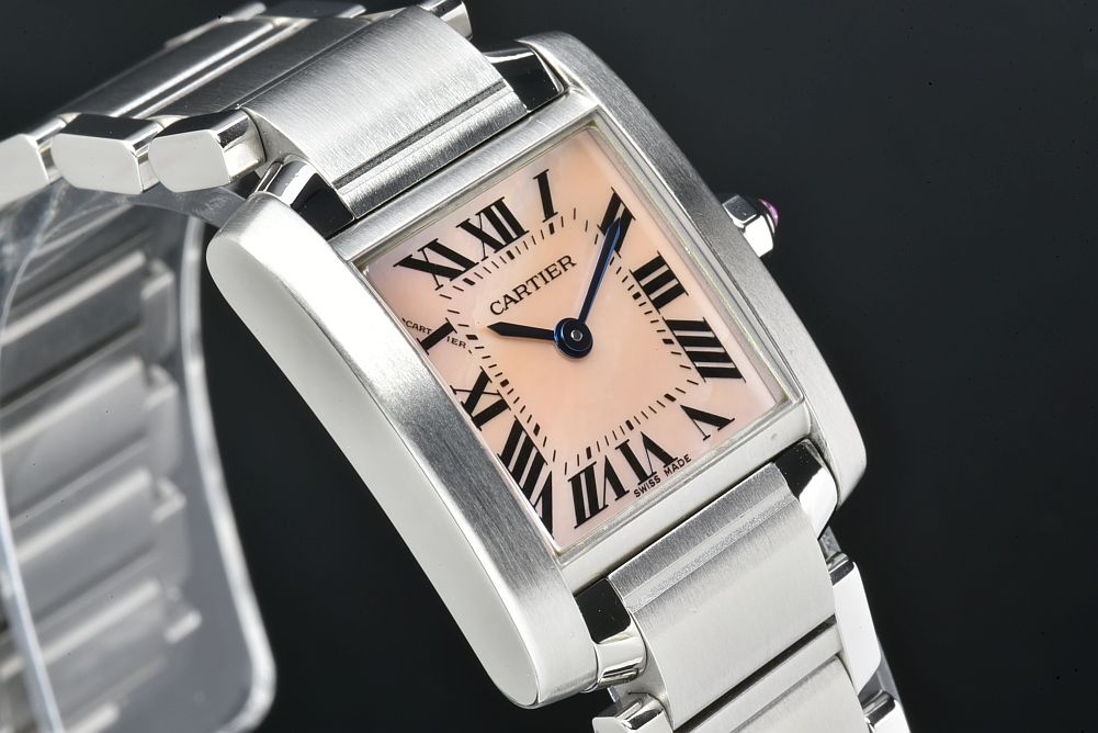 新座販売Cartier カルティエ 2384 タンクフランセーズ SM レディース クォーツ アフター ダイヤ ベゼル＆ブレス SS×天然ダイヤ G05193M タンクフランセーズ