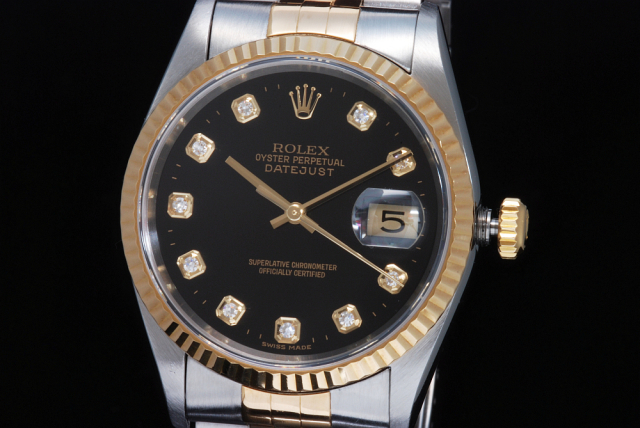 ロレックス ROLEX 16233G K番(2001年頃製造) ブラック /ダイヤモンド メンズ 腕時計